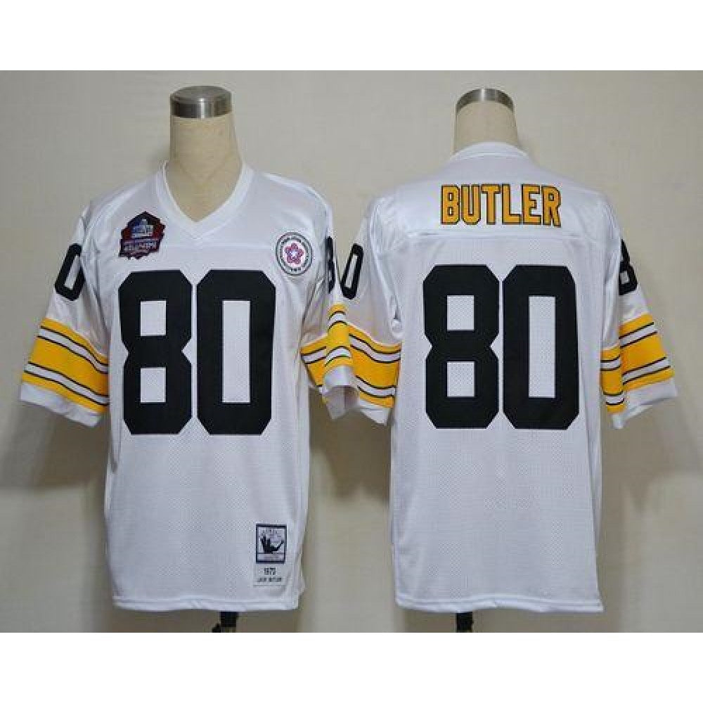 Mitchell And Ness Steelers #80 Jack Butler White Stitched NFL Jersey 