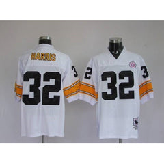 Mitchell & Ness Steelers #32 Franco Harris White Stitched Throwback NFL Jersey 