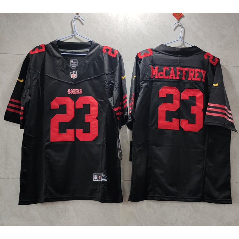 Men's San Francisco 49ers #23 Christian McCaffrey Black 2023 F.U.S.E. Vapor Untouchable Limited Stitched Football Jersey 