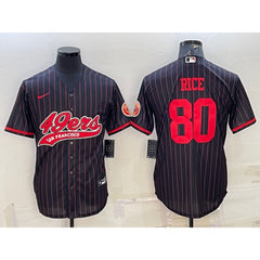 Men's San Francisco 49ers #80 Jerry Rice Black With Patch Cool Base Stitched Baseball Jersey 
