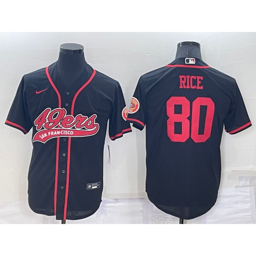 Men's San Francisco 49ers #80 Jerry Rice Black Cool Base Stitched Baseball Jersey 