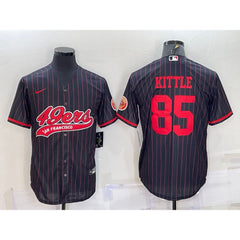Men's San Francisco 49ers #85 George Kittle Black With Patch Cool Base Stitched Baseball Jersey 
