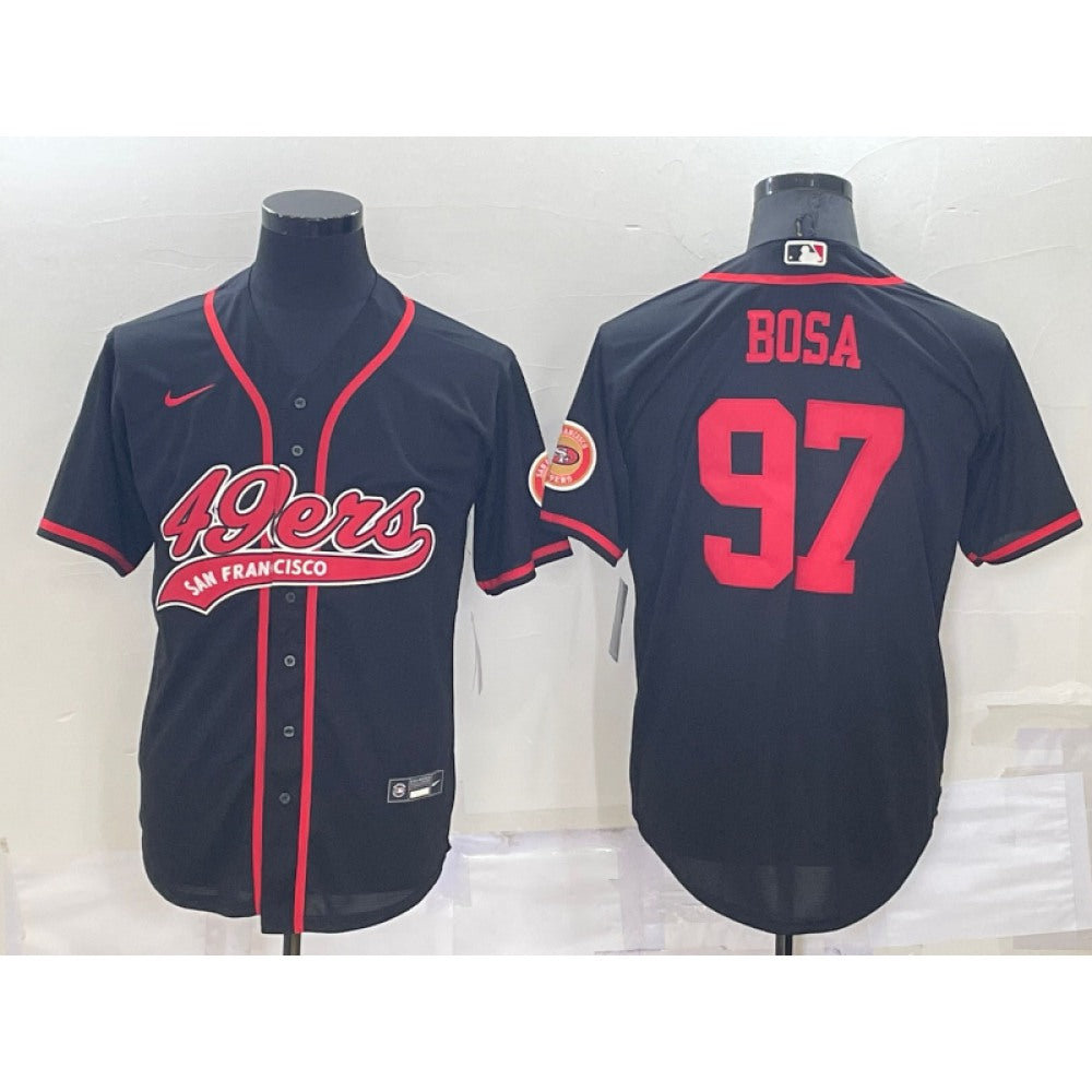 Men's San Francisco 49ers #97 Nick Bosa Black Cool Base Stitched Baseball Jersey 