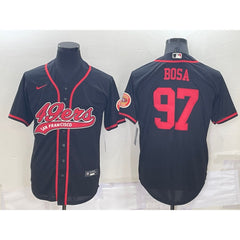 Men's San Francisco 49ers #97 Nick Bosa Black Cool Base Stitched Baseball Jersey 