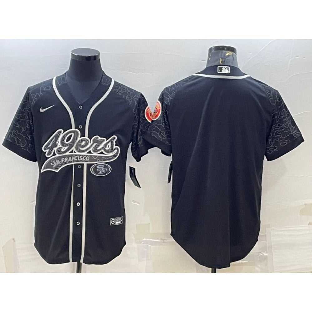 Men's San Francisco 49ers Blank Black Reflective With Patch Cool Base Stitched Baseball Jersey 