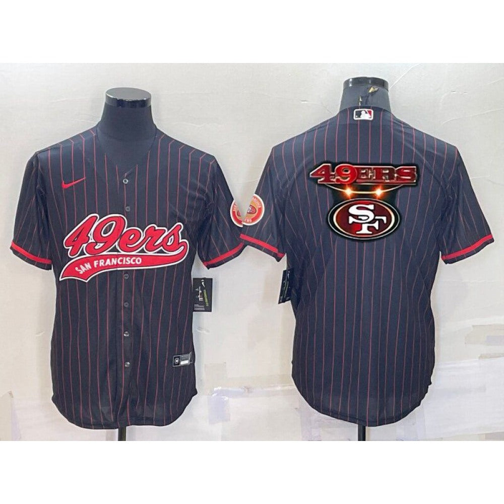 Men's San Francisco 49ers Team Big Logo Black With Patch Cool Base Stitched Baseball Jersey 