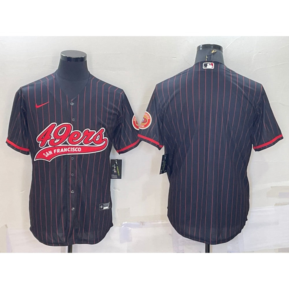Men's San Francisco 49ers Blank Black With Patch Cool Base Stitched Baseball Jersey 