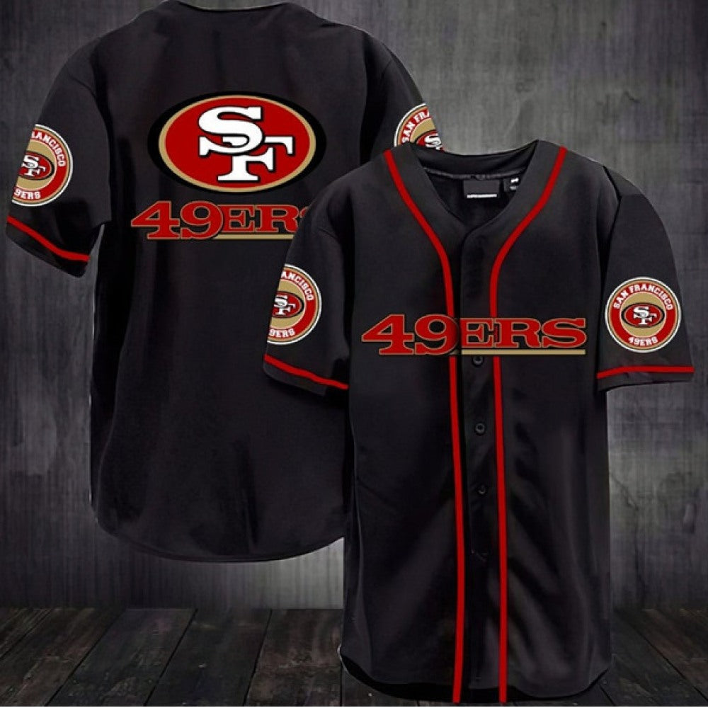 Men's San Francisco 49ers Black Baseball Stitched Jersey Shirt 