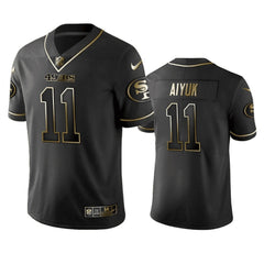 Men's San Francisco 49ers #11 Brandon Aiyuk Black Golden Stitched Jersey 
