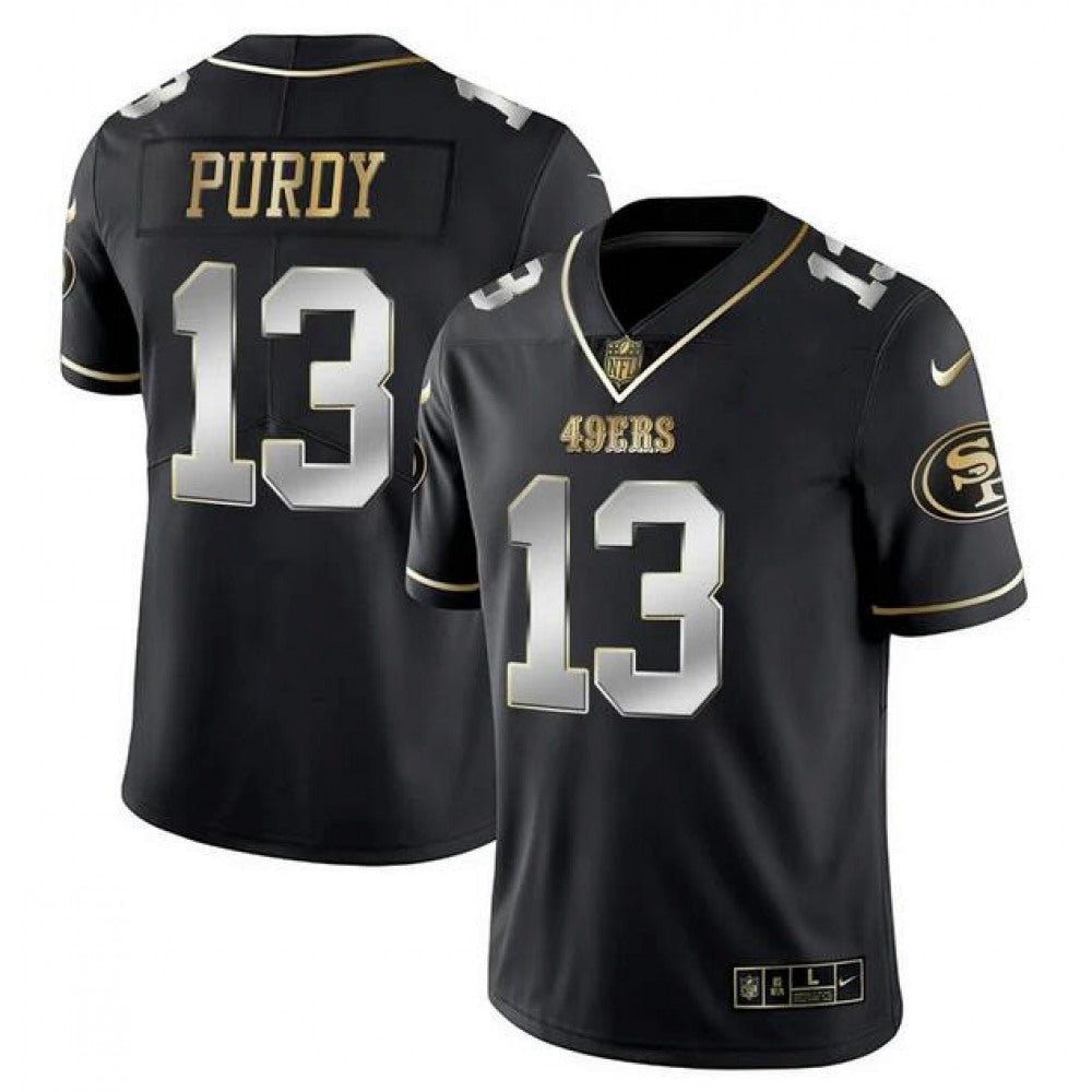 Men's San Francisco 49ers #13 Brock Purdy Black Gold Stitched Jersey 