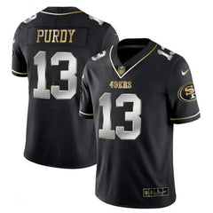 Men's San Francisco 49ers #13 Brock Purdy Black Gold Stitched Jersey 