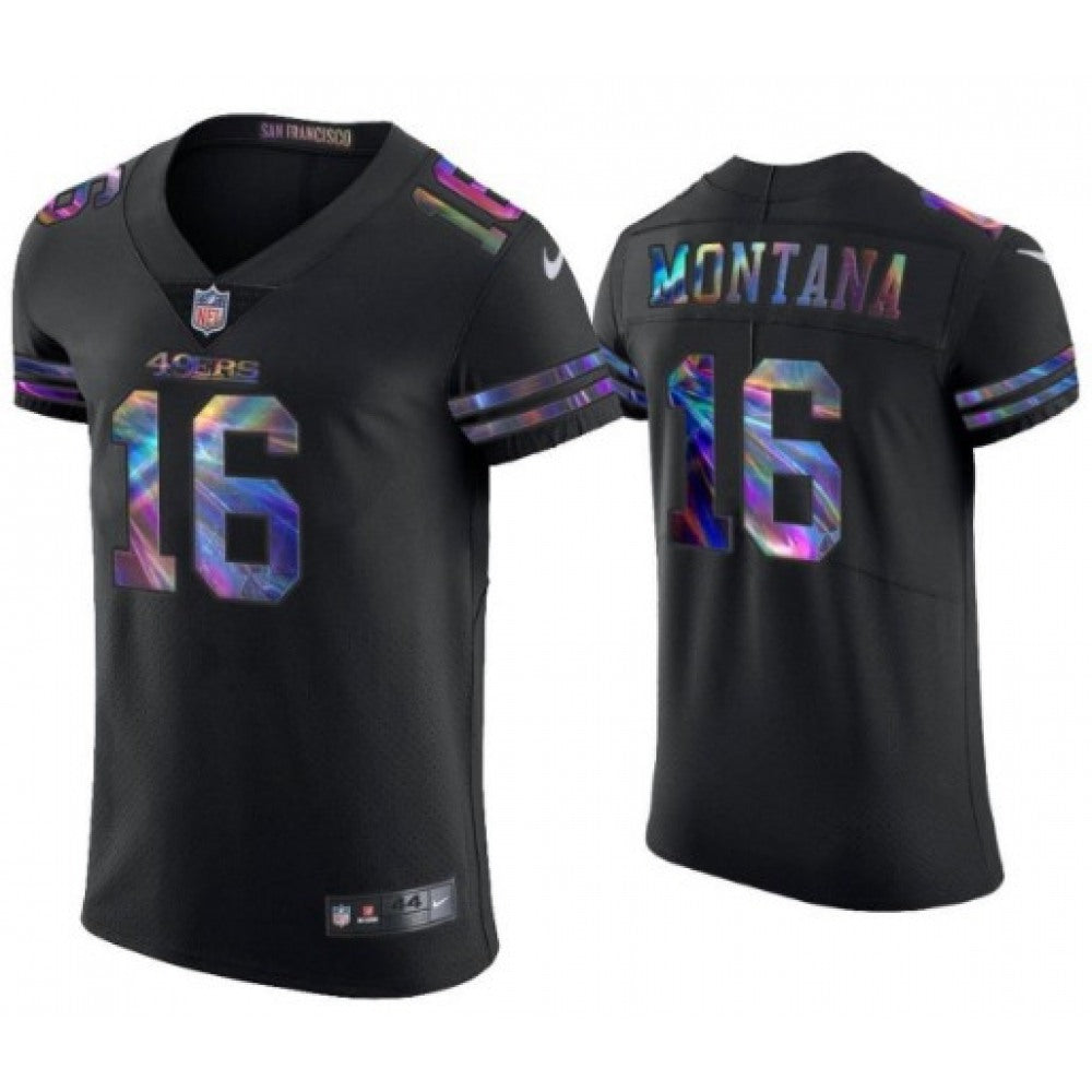 Men's San Francisco 49ers #16 Joe Montana Black Edition Stitched Football Jersey 