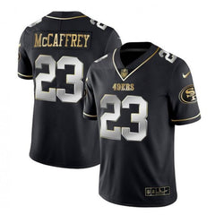 Men's San Francisco 49ers #23 Christian McCaffrey Black Gold Stitched Jersey 