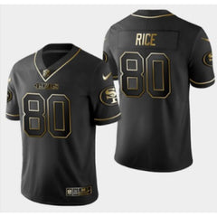 Men's San Francisco 49ers #80 Jerry Rice Black 2019 Golden Edition Stitched NFL Jersey 