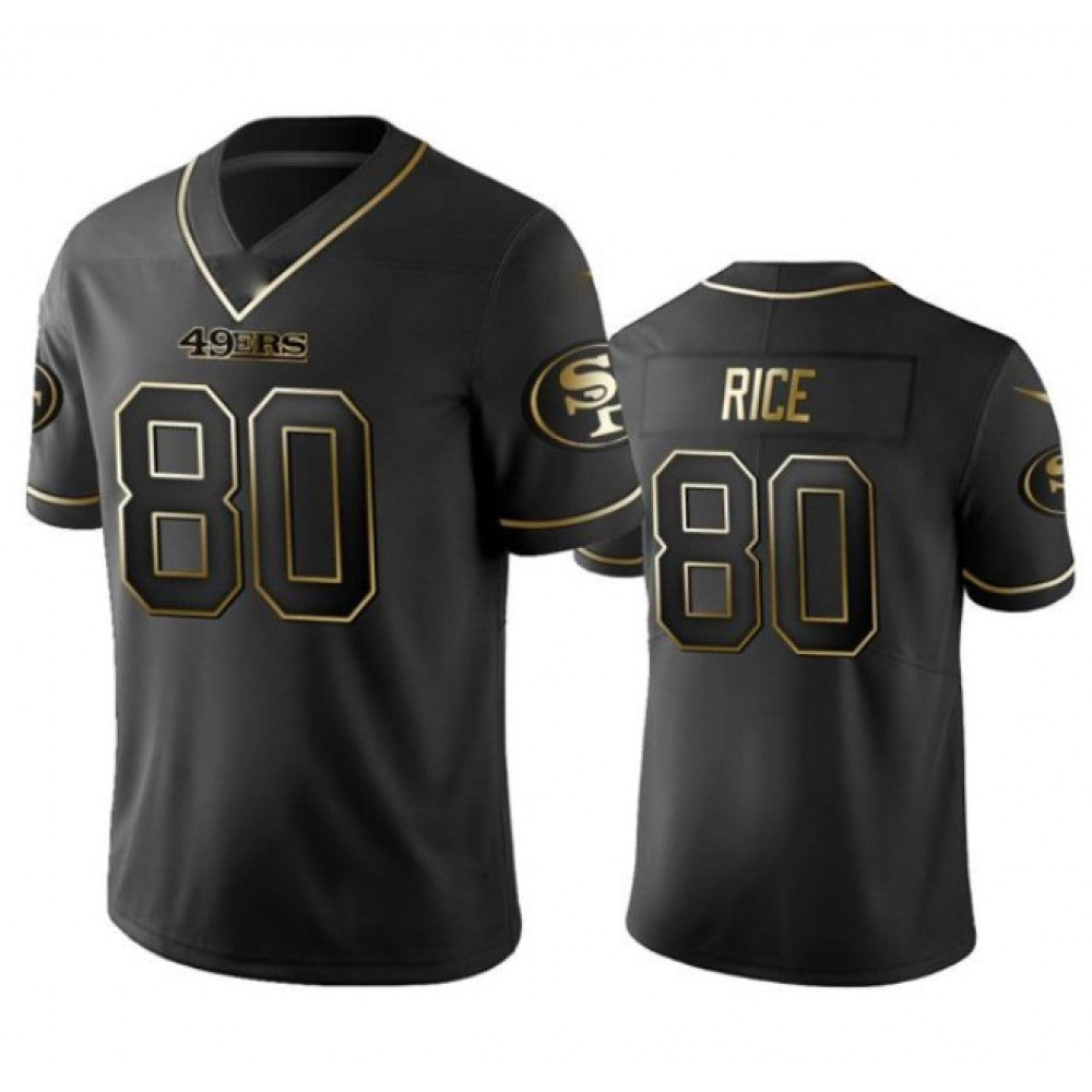 Men's San Francisco 49ers #80 Jerry Rice Black Gold Stitched Jersey 