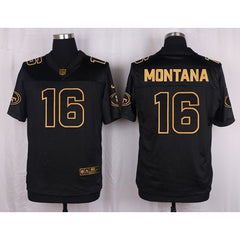 49ers #16 Joe Montana Black Men's Stitched NFL Elite Pro Line Gold Collection Jersey 