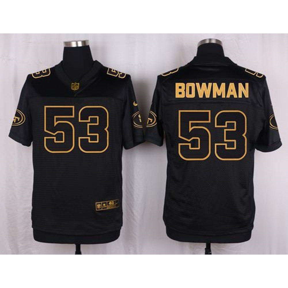49ers #53 NaVorro Bowman Black Men's Stitched NFL Elite Pro Line Gold Collection Jersey 