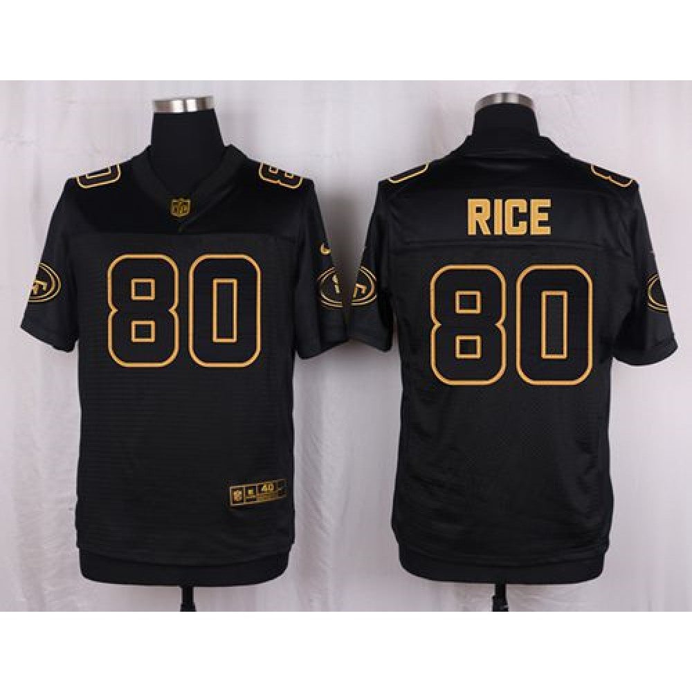 49ers #80 Jerry Rice Black Men's Stitched NFL Elite Pro Line Gold Collection Jersey 