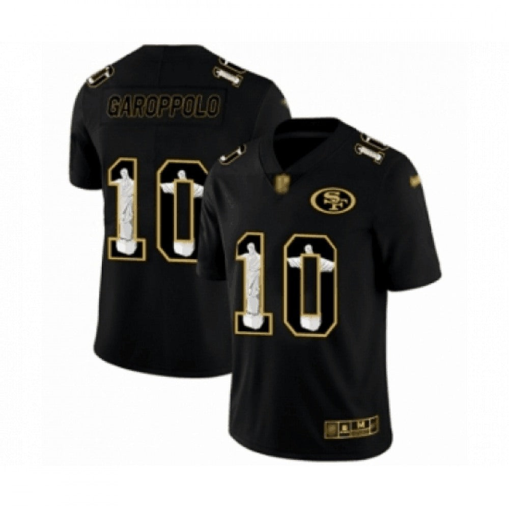 Men's San Francisco 49ers #10 Jimmy Garoppolo Jesus Black Faith Edition Limited Stitched Jersey 