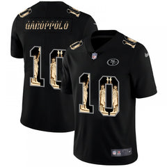 Men's San Francisco 49ers #10 Jimmy Garoppolo 2019 Black Statue Of Liberty Limited Stitched NFL Jersey 