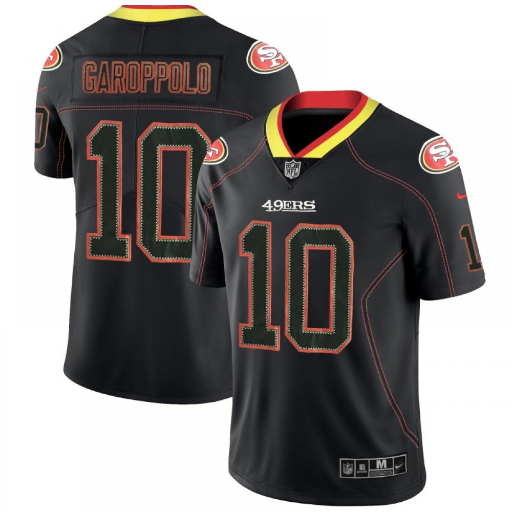 Men's San Francisco 49ers #10 Jimmy Garoppolo NFL 2018 Lights Out Black Color Rush Limited Jersey 