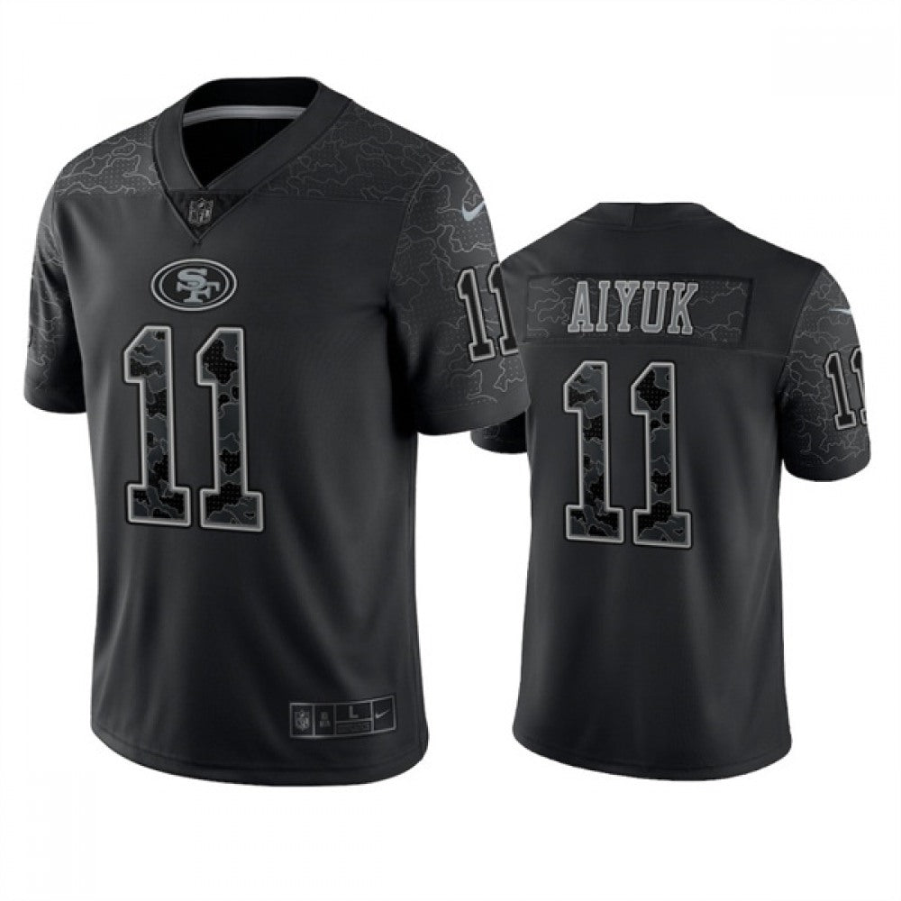 Men's San Francisco 49ers #11 Brandon Aiyuk Black Reflective Limited Stitched Football Jersey 