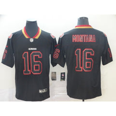 Men's San Francisco 49ers #16 Joe Montana NFL Lights Out Black Color Rush Limited Jersey 