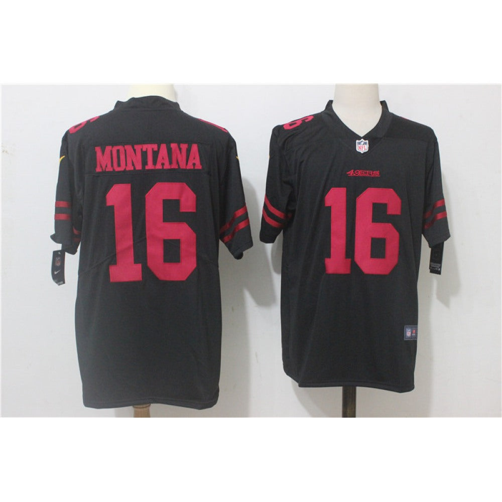 Men's San Francisco 49ers #16 Joe Montana Black Alternate Stitched NFL Vapor Untouchable Limited Jersey 