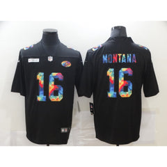 Men's San Francisco 49ers #16 Joe Montana 2020 Black Crucial Catch Limited Stitched Jersey 