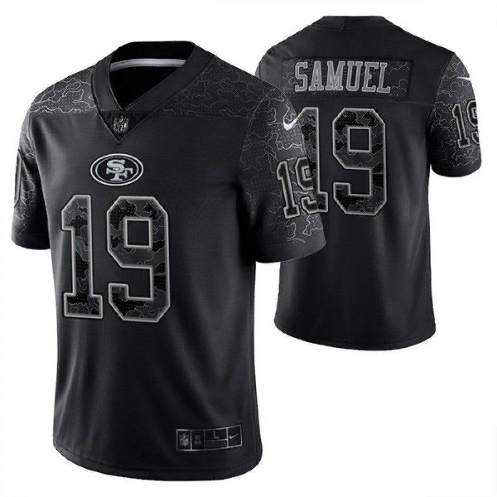 Men's San Francisco 49ers #19 Deebo Samuel Black Reflective Limited Stitched Football Jersey 