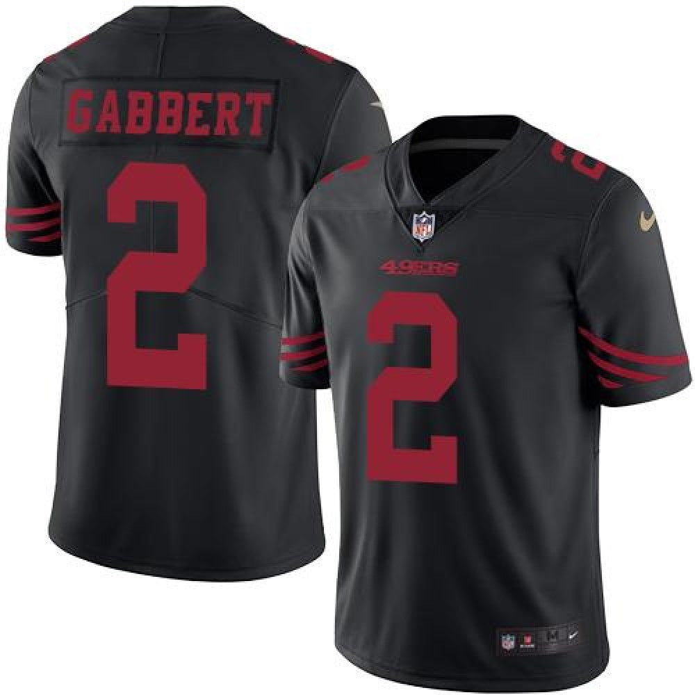 49ers #2 Blaine Gabbert Black Men's Stitched NFL Limited Rush Jersey 