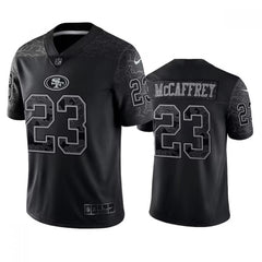 Men's San Francisco 49ers #23 Christian McCaffrey Black Reflective Limited Stitched Football Jersey 
