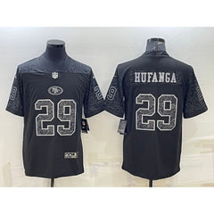 Men's San Francisco 49ers #29 Talanoa Hufanga Black Reflective Limited Stitched Football Jersey 