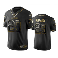 Men's San Francisco 49ers #29 Talanoa Hufanga Black Golden Edition Limited Stitched Jersey 