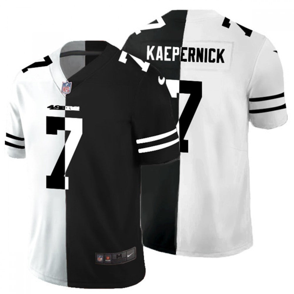 Men's San Francisco 49ers #7 Colin Kaepernick Black & White Split Limited Stitched Jersey 
