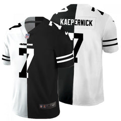 Men's San Francisco 49ers #7 Colin Kaepernick Black & White Split Limited Stitched Jersey 