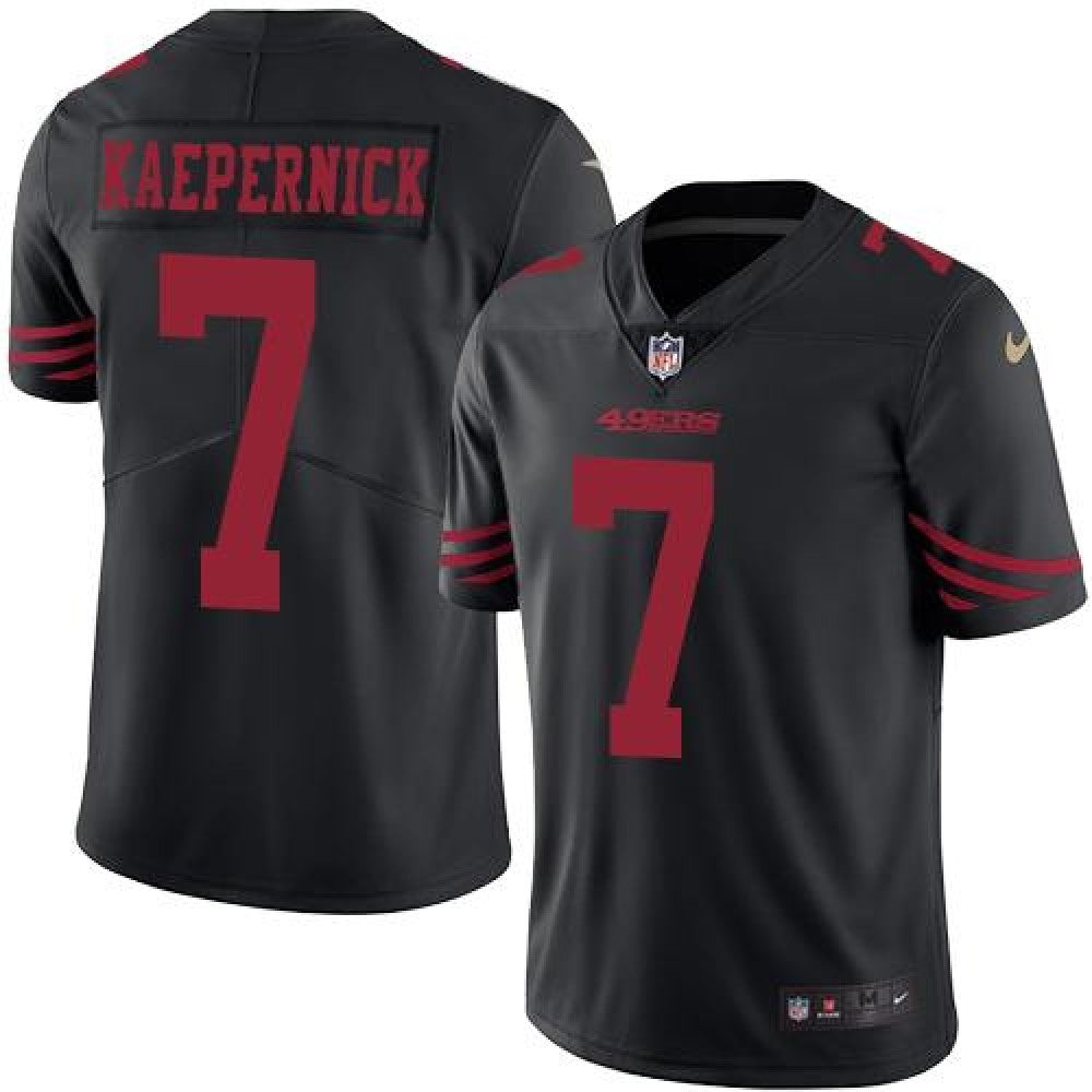 49ers #7 Colin Kaepernick Black Men's Stitched NFL Limited Rush Jersey 