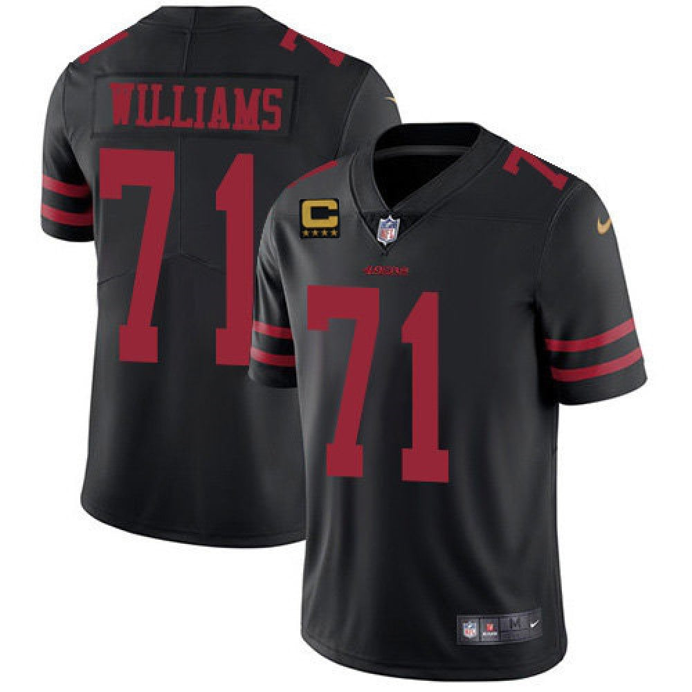 Men's San Francisco 49ers #71 Trent Williams Black With C Patch Vapor Untouchable Limited Stitched Football Jersey 