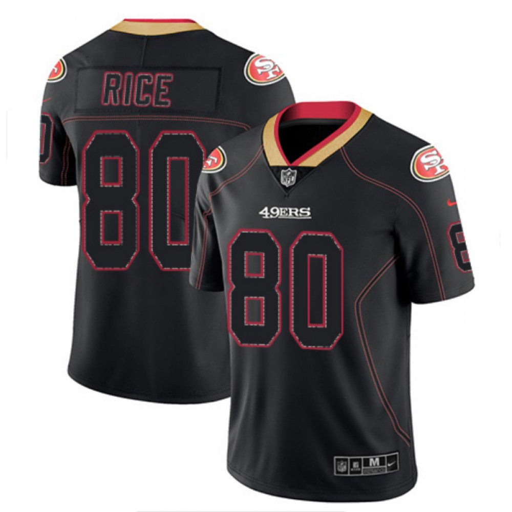 Men's San Francisco 49ers #80 Jerry Rice Lights Out Black Color Rush Limited Jersey 