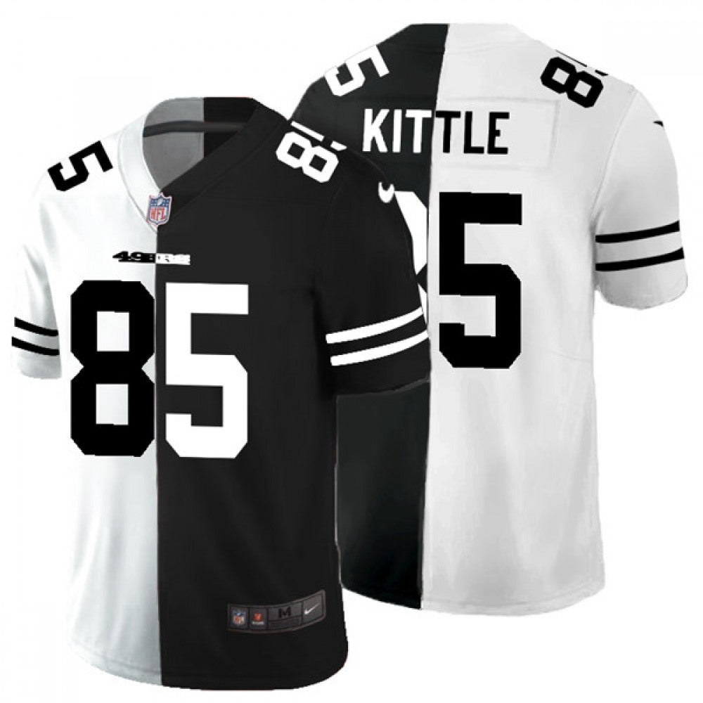 Men's San Francisco 49ers #85 George Kittle Black & White Split Limited Stitched Jersey 