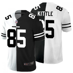 Men's San Francisco 49ers #85 George Kittle Black & White Split Limited Stitched Jersey 