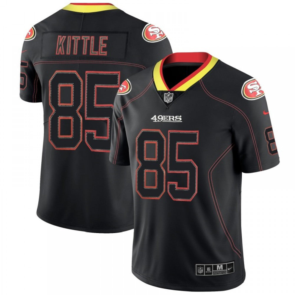 Men's San Francisco 49ers #85 George Kittle Lights Out Black Color Rush Limited Stitched NFL Jersey 