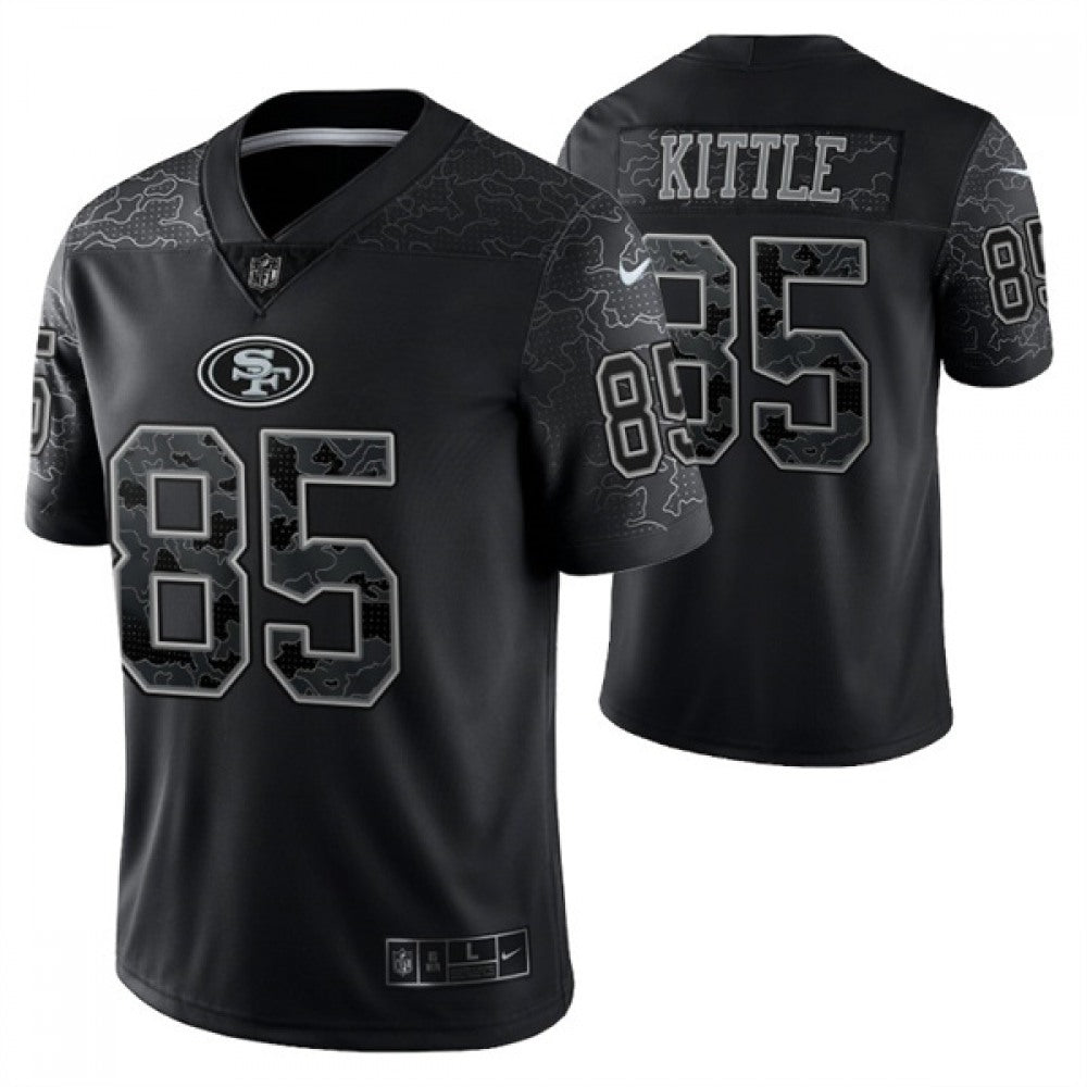 Men's San Francisco 49ers #85 George Kittle Black Reflective Limited Stitched Football Jersey 
