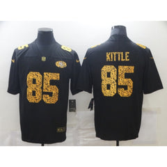 Men's San Francisco 49ers #85 George Kittle 2020 Black Leopard Print Fashion Limited Stitched Jersey 