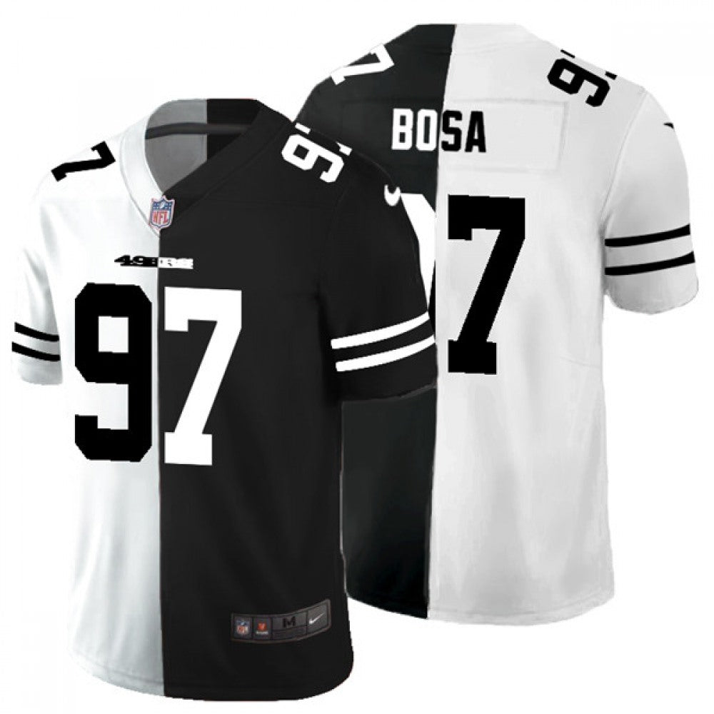 Men's San Francisco 49ers #97 Nick Bosa Black & White Split Limited Stitched Jersey 