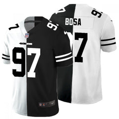 Men's San Francisco 49ers #97 Nick Bosa Black & White Split Limited Stitched Jersey 