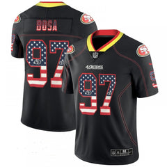Men's San Francisco 49ers #97 Nick Bosa Black USA Flag Fashion NFL Limited Stitched NFL Jersey 