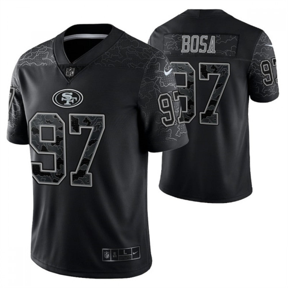 Men's San Francisco 49ers #97 Nick Bosa Black Reflective Limited Stitched Football Jersey 