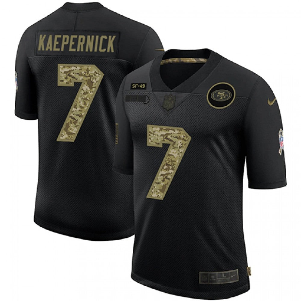 Men's San Francisco 49ers #7 Colin Kaepernick 2020 Black Camo Salute To Service Limited Stitched Jersey 