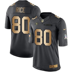 49ers #80 Jerry Rice Black Men's Stitched NFL Limited Gold Salute To Service Jersey 